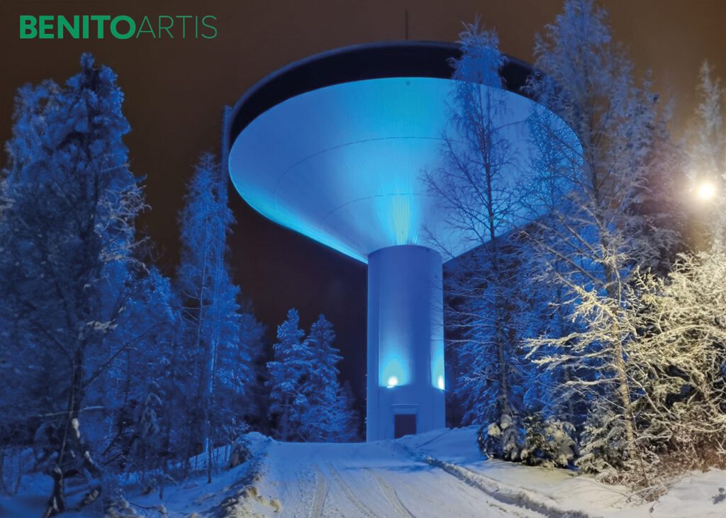 Lichtinstallation Wasserturm